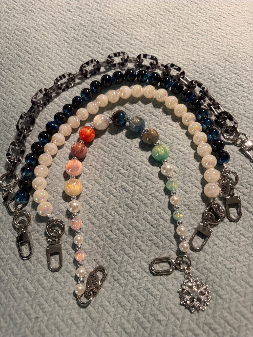 Iris and Rainbow Beaded bag chains